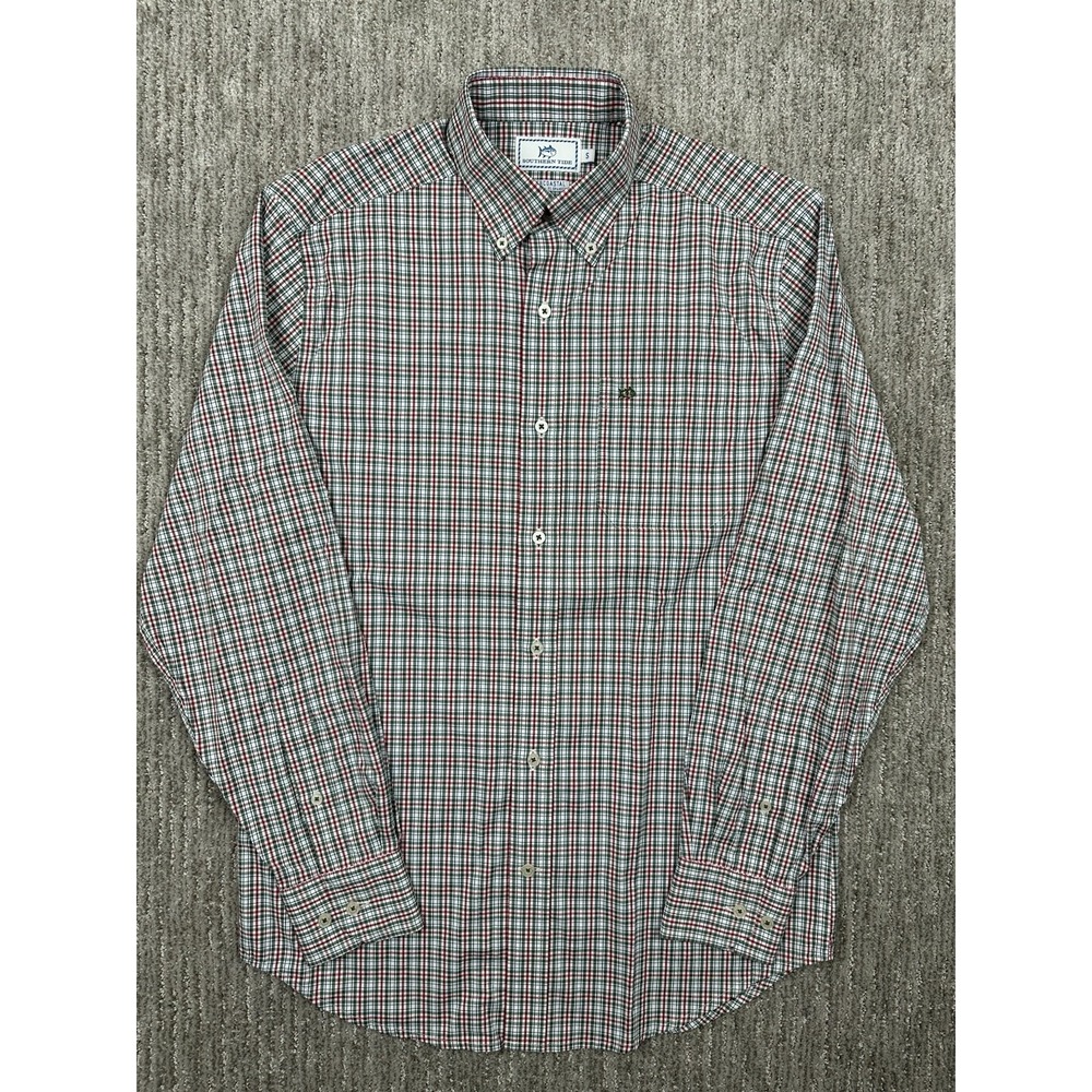 Southern Tide Shirt Mens Small Green Plaid Intercoastal Button Down Long Sleeve - Picture 3 of 12